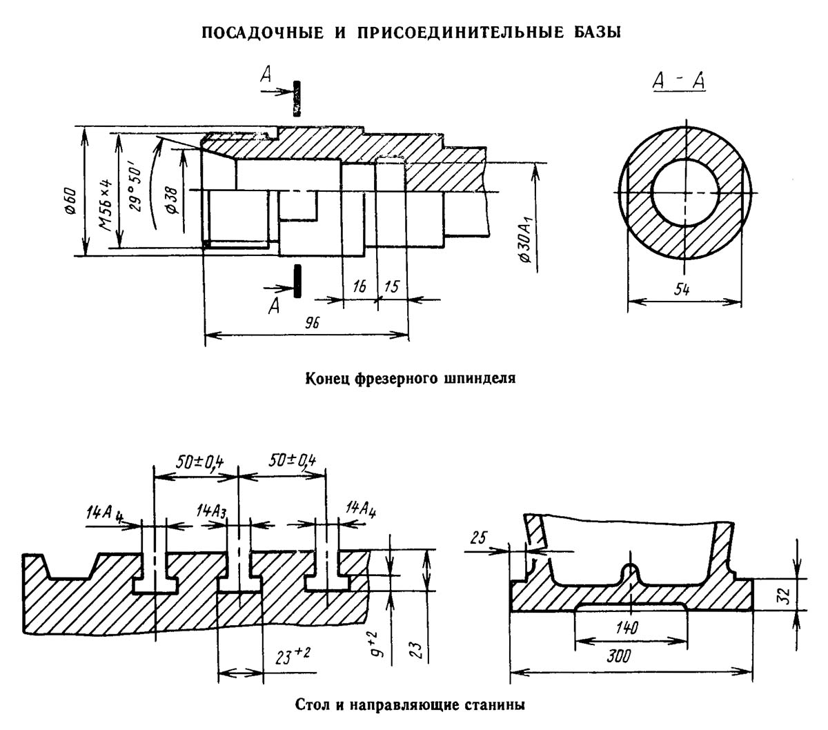 Посадочные і присоединительные базы шпоночно-фрезерного верстата 692Р
